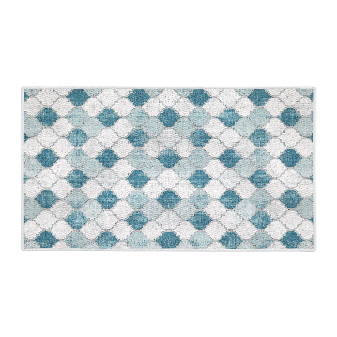 Moroccan Design Multipurpose Floor Mat | 24"x44" | Gray&Blue