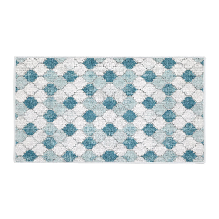Moroccan Design Multipurpose Floor Mat | 24"x44" | Gray&Blue