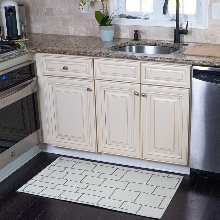 Grid Design Multipurpose Floor Mat | 24"x44" | Ivory