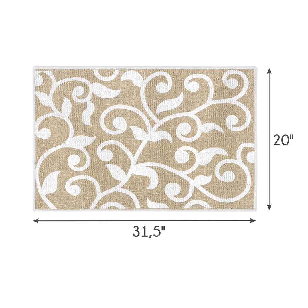 Floral Design Multipurpose Floor Mat | 20"x31" | Beige