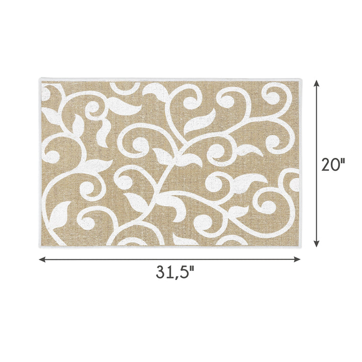 Floral Design Multipurpose Floor Mat | 20"x31" | Beige