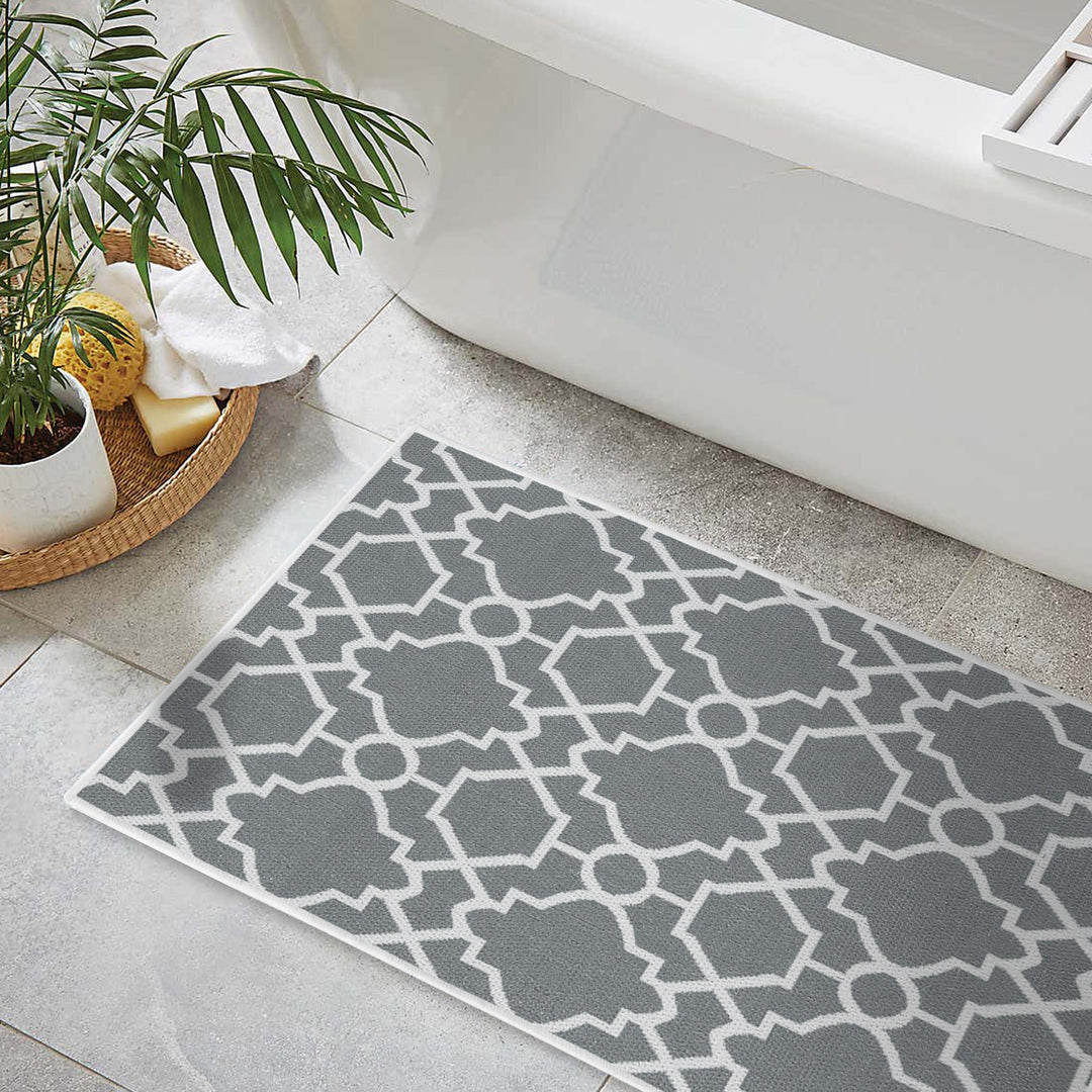 Geometric Graphic Design Multipurpose Floor Mat | 24"x44" | Gray