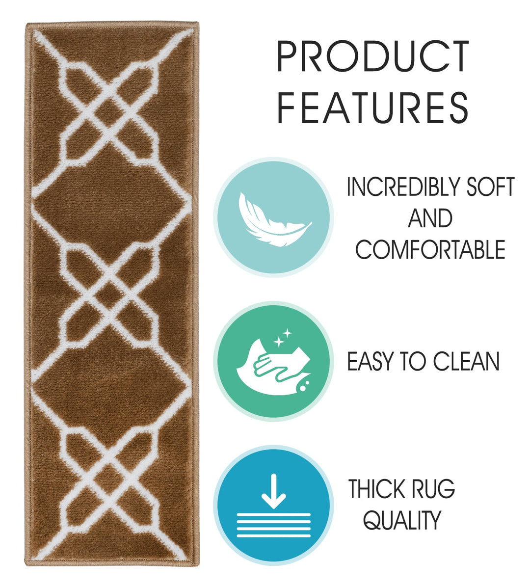 Stair Treads Rug 9"x28" Zigzag Collection | Beige & White