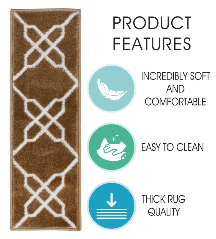 Stair Treads Rug 9"x28" Zigzag Collection | Beige & White