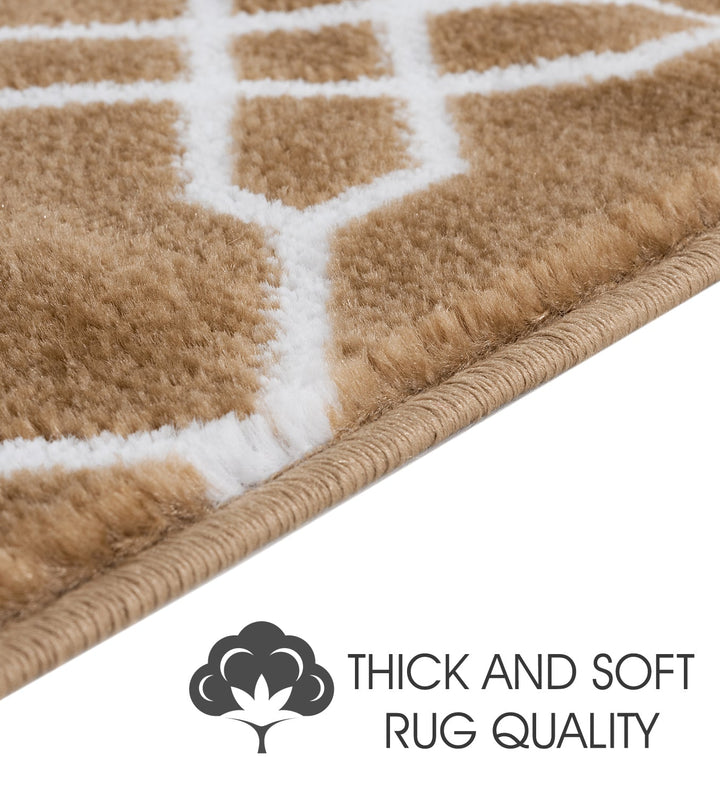 Stair Treads Rug 9"x28" Zigzag Collection | Beige & White