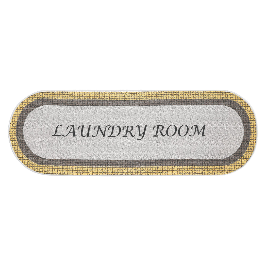 Non Skid Washable Laundry Room Rug Runner - 20" x 59" | Gray&Gold