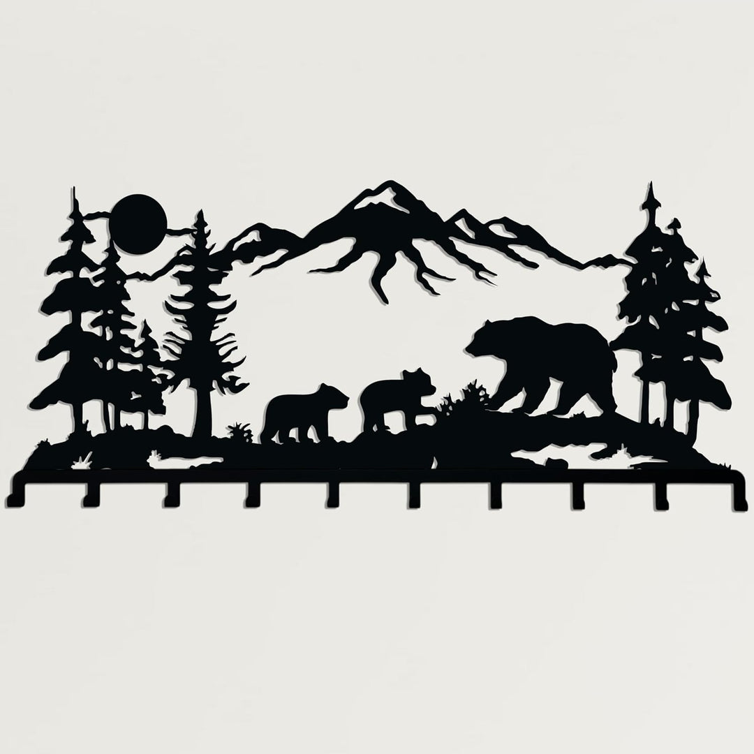 Bear Family Metal Coat Rack, Wall Mount Hanger