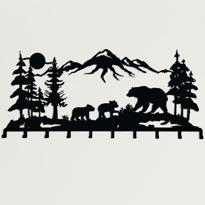 Bear Family Metal Coat Rack, Wall Mount Hanger