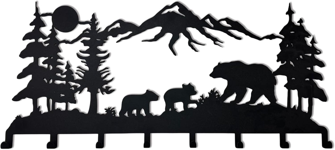 Bear Family Metal Coat Rack, Wall Mount Hanger