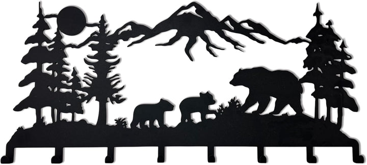 Bear Family Metal Coat Rack, Wall Mount Hanger