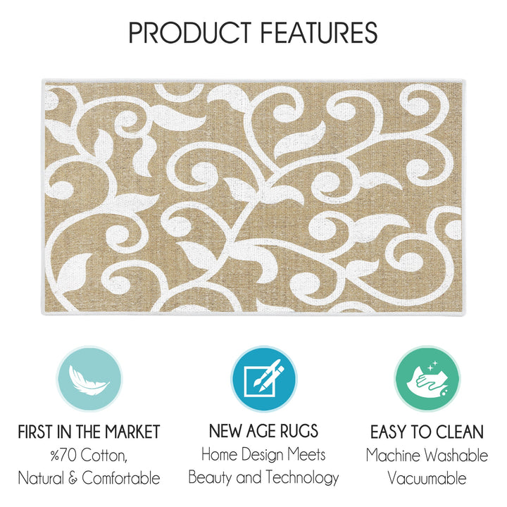 Floral Design Multipurpose Floor Mat | 24"x44" | Beige