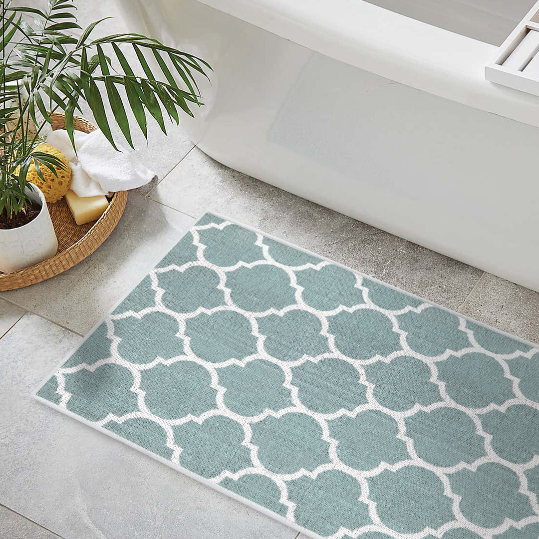 Geometric Design Multipurpose Floor Mat | 24"x44" | Light Teal