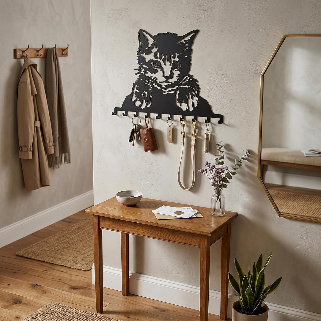 Appendiabiti da Parete in Metallo a Forma di Gatto