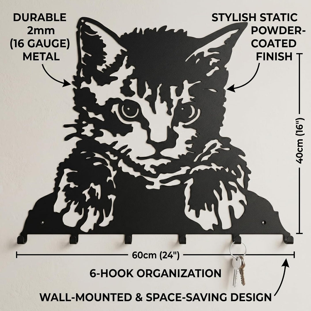 Appendiabiti da Parete in Metallo a Forma di Gatto