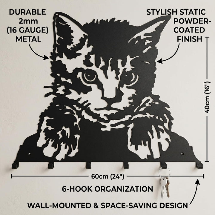 Appendiabiti da Parete in Metallo a Forma di Gatto