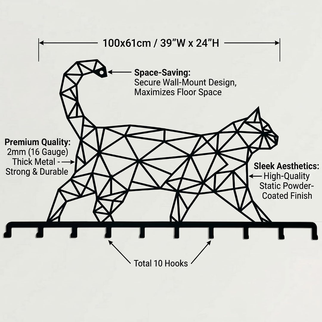 Appendino da parete in metallo gatto geometrico