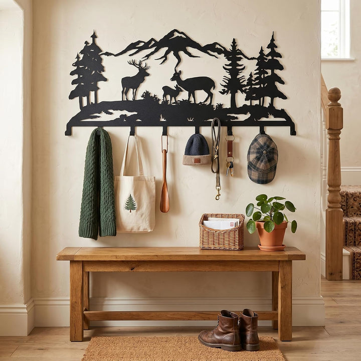Porte-Manteaux en Métal de la Famille des Cerfs, Cintre Mural