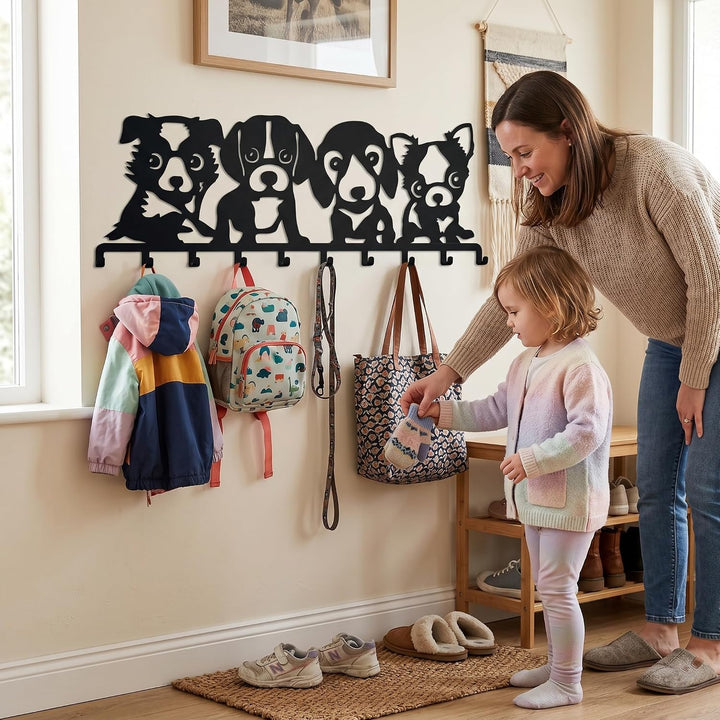 Dogs Metal Coat Rack, Wall Mount Hanger