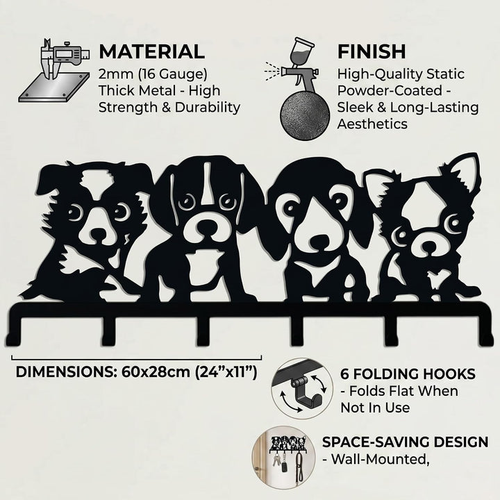 Dogs Metal Coat Rack, Wall Mount Hanger