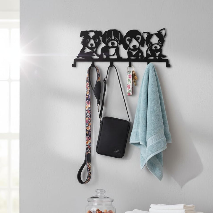 Dogs Metal Coat Rack, Wall Mount Hanger