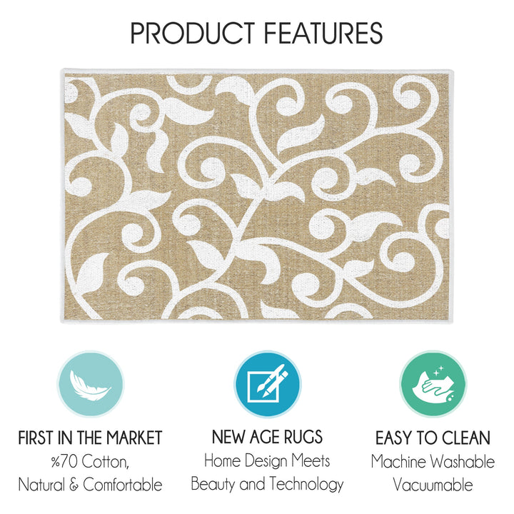 Floral Design Multipurpose Floor Mat | 20"x31" | Beige