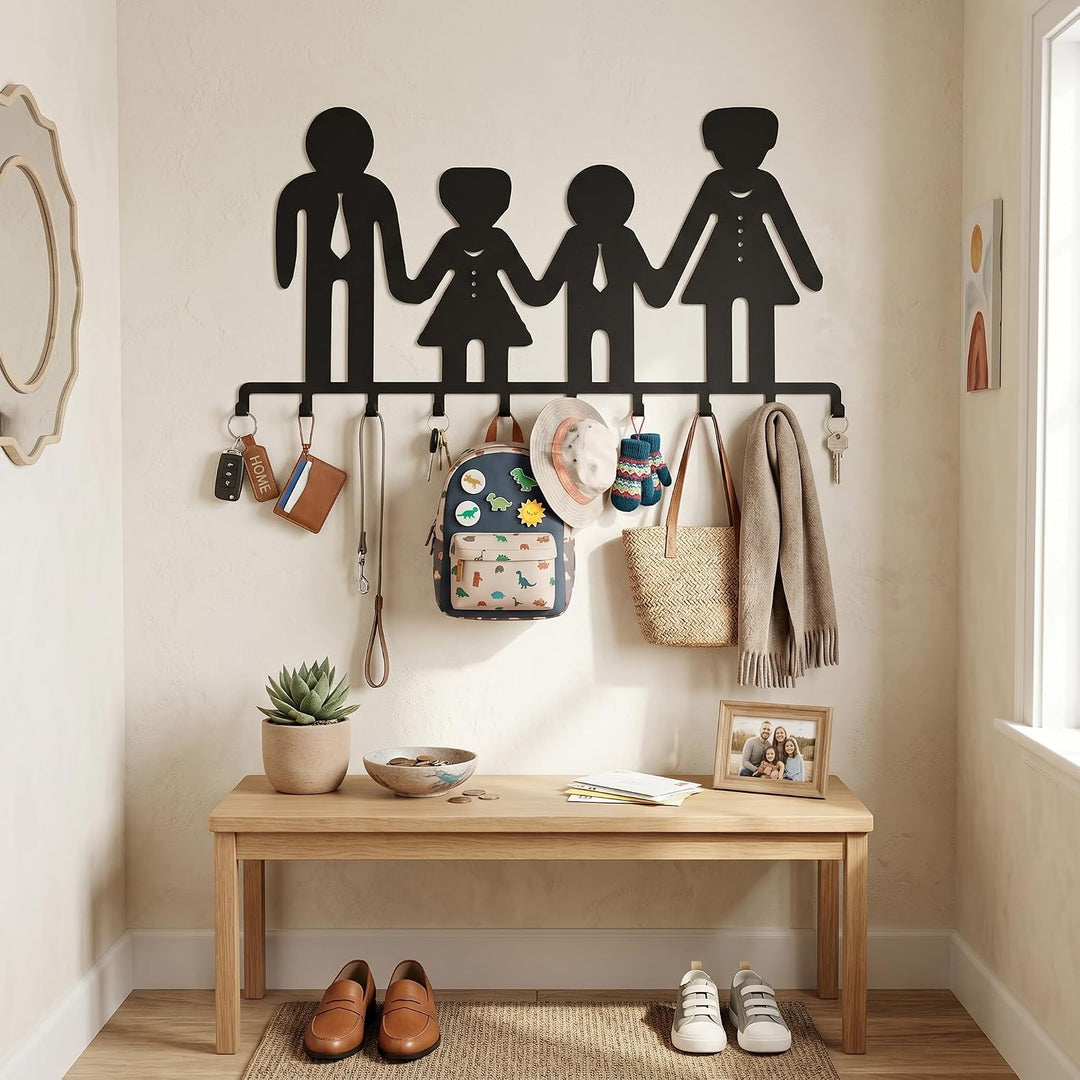 Porte-Manteau Familial en Métal, Cintre Mural