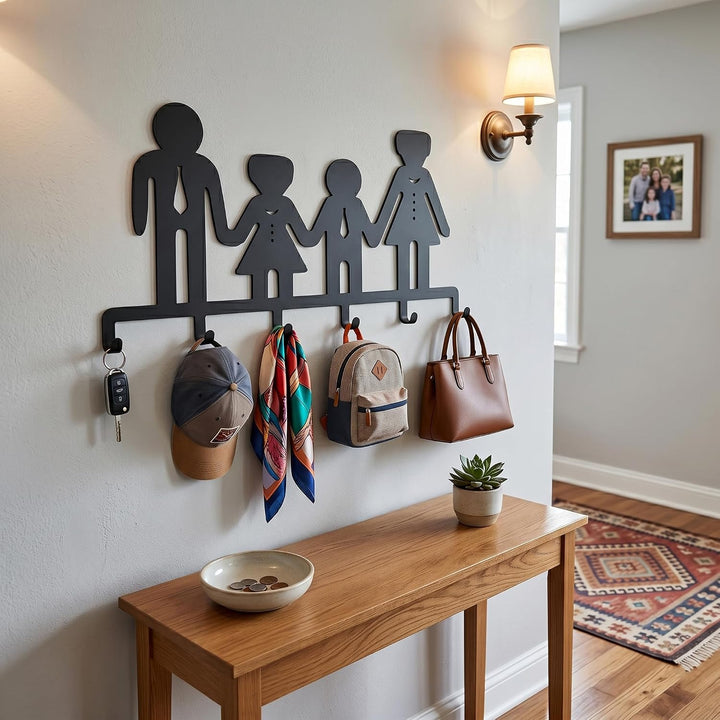 Porte-Manteau Familial en Métal, Cintre Mural