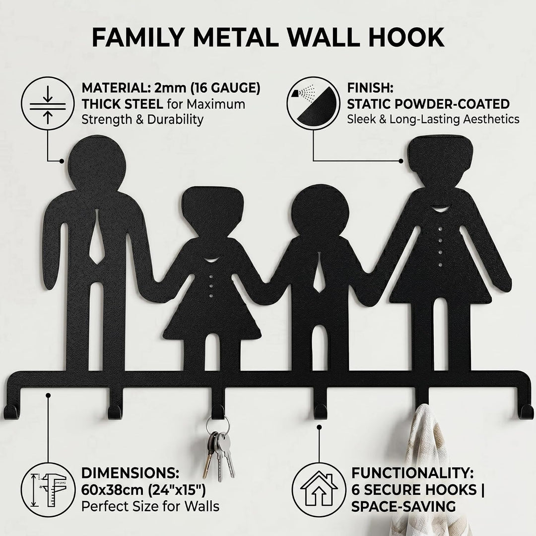 Porte-Manteau Familial en Métal, Cintre Mural