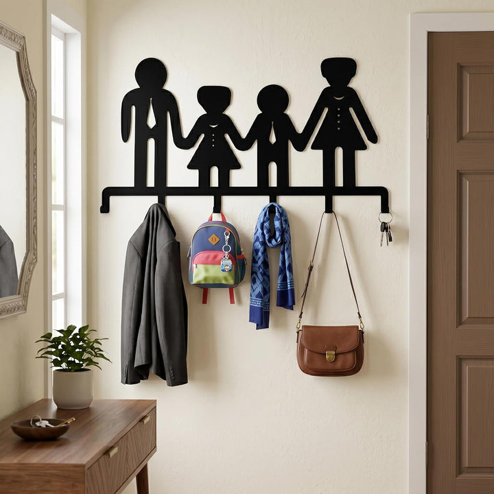 Porte-Manteau Familial en Métal, Cintre Mural