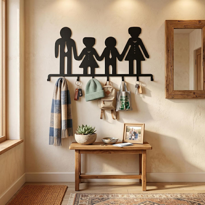 Porte-Manteau Familial en Métal, Cintre Mural