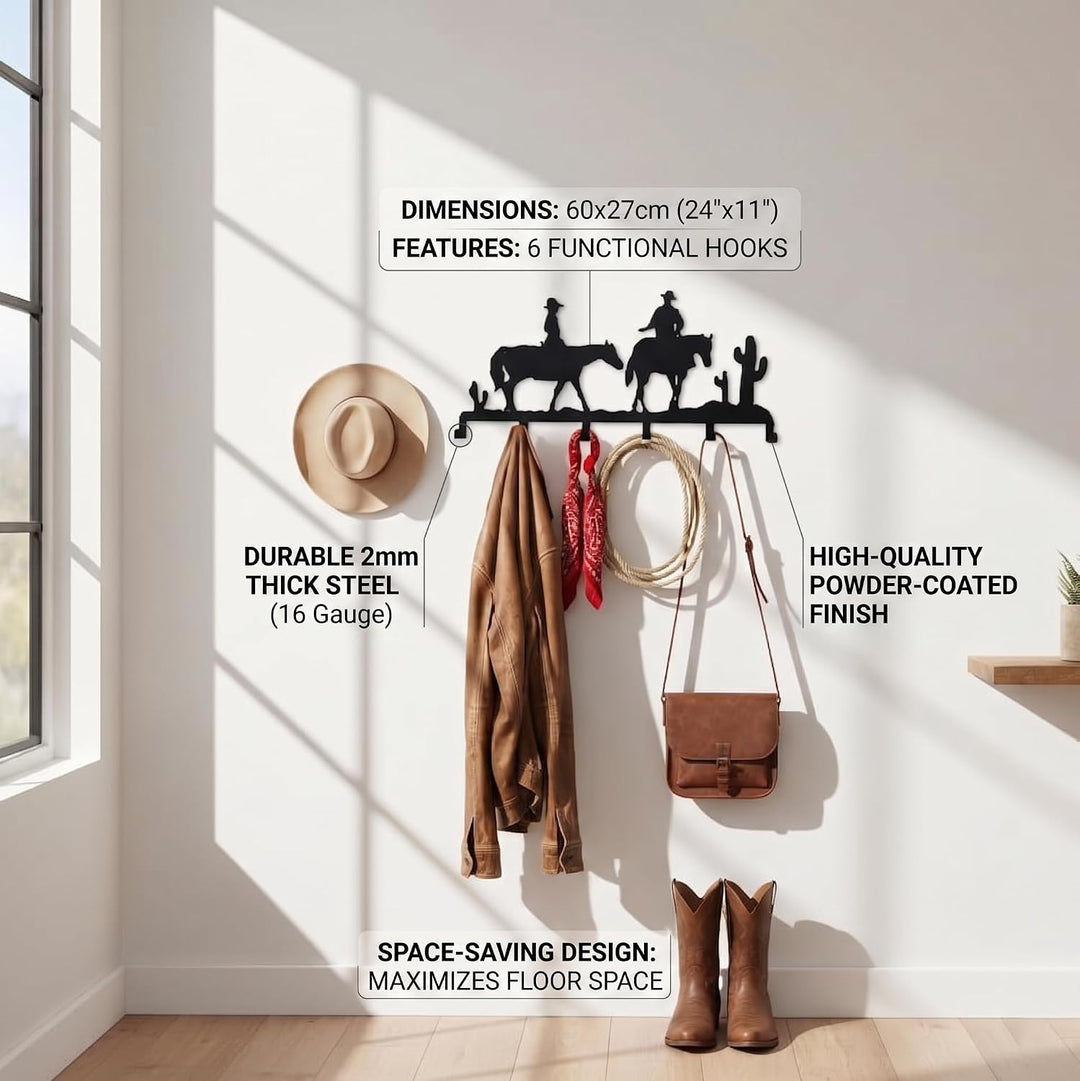 Porte-Manteau Métallique Cowboy, Cintre Mural
