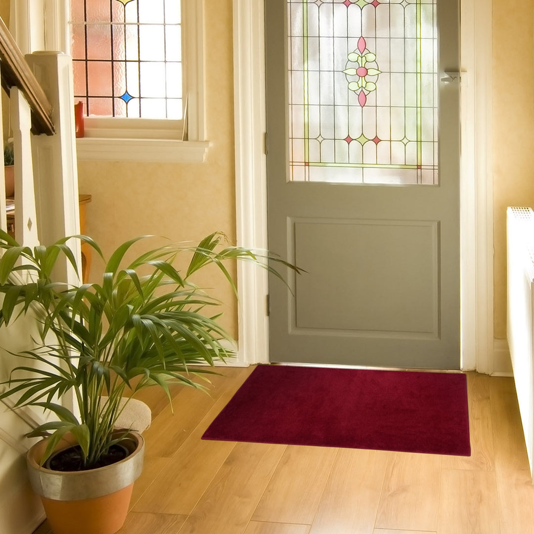 Sussex Home, Landing Rug, Slip Resistant Indoor Carpets Includes Adhesive Tape  2' x 3'-Solid Collection |Red