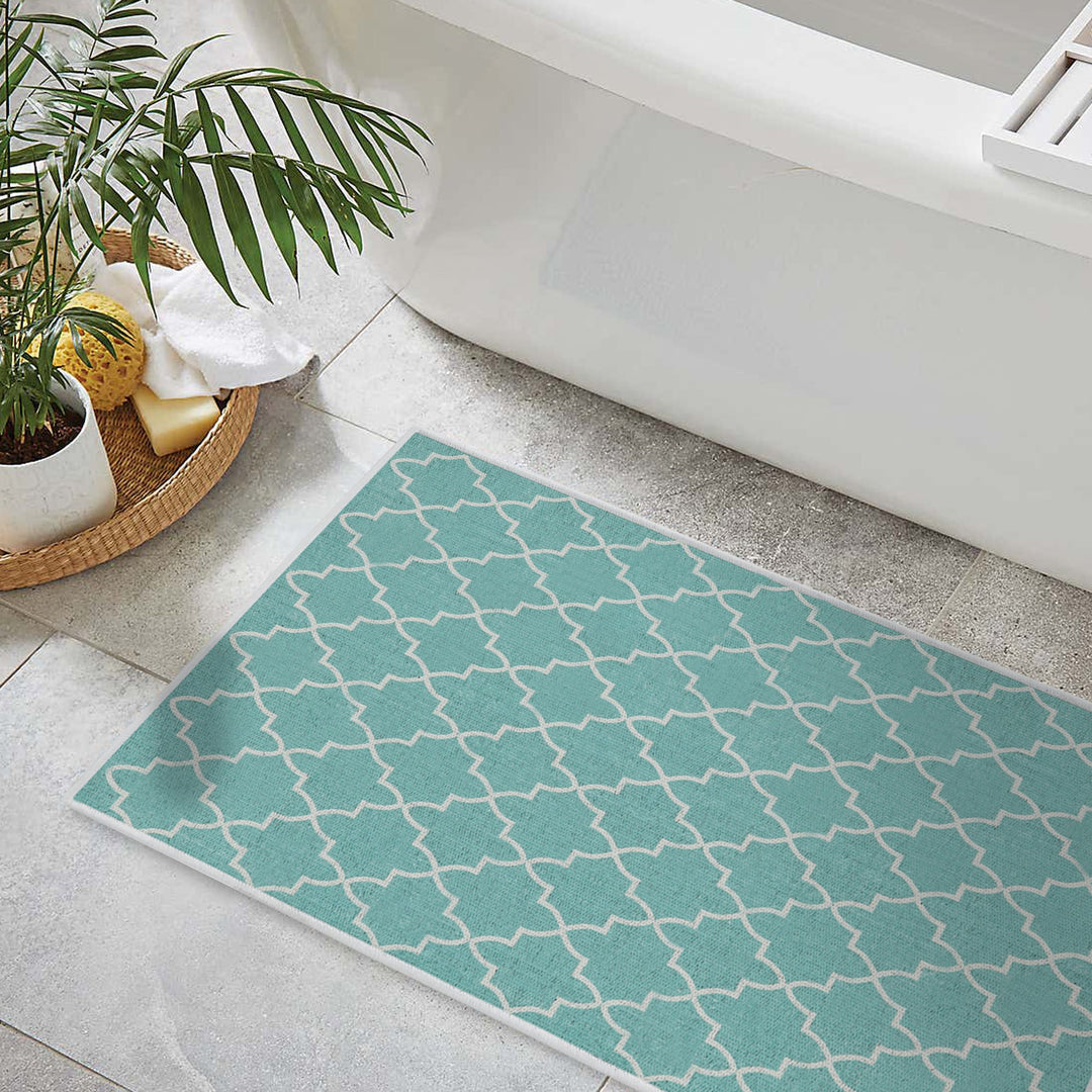 Geometric Design Multipurpose Floor Mat | 24"x44" | Turquoise