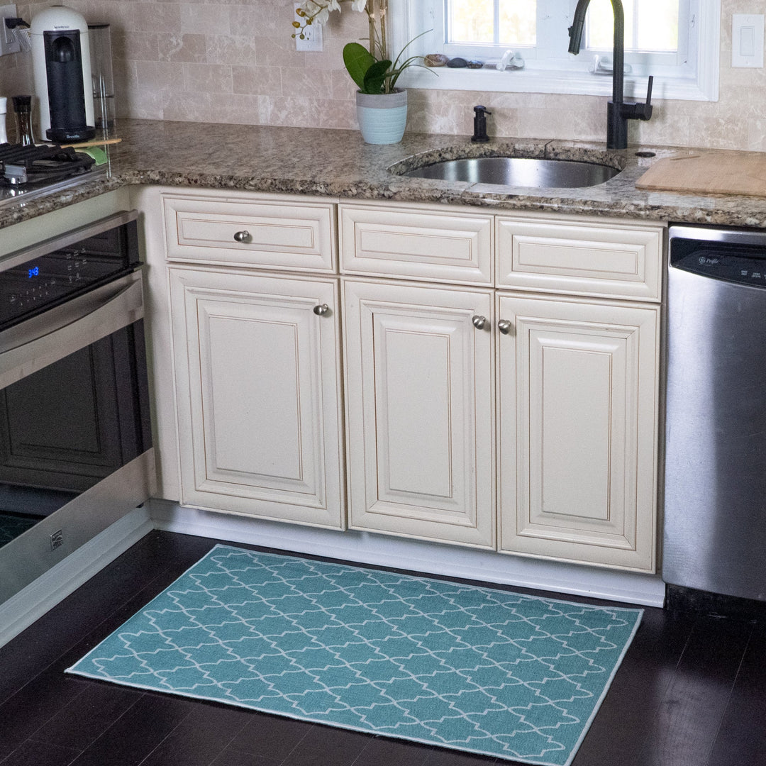 Geometric Design Multipurpose Floor Mat | 24"x44" | Turquoise
