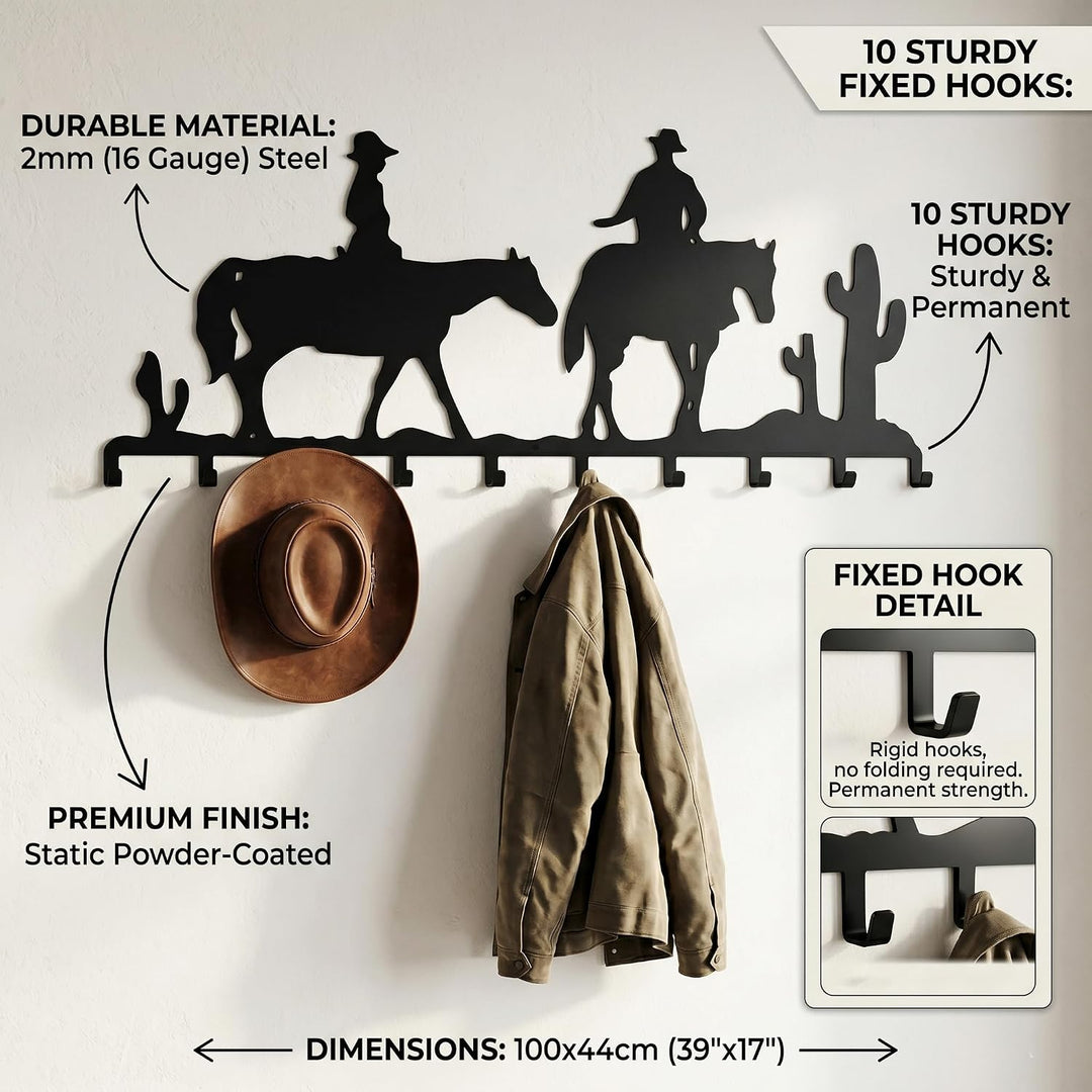 Porte-Manteau Métallique Cowboy, Cintre Mural