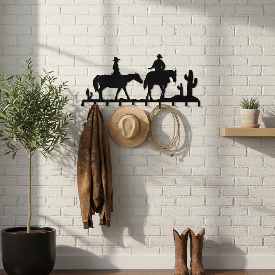 Porte-Manteau Métallique Cowboy, Cintre Mural