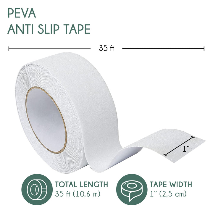 Non-Slip Grip Tape - Waterproof Non-Skid Adhesive Tape For Stairs - 1"X35' Roll, Clear