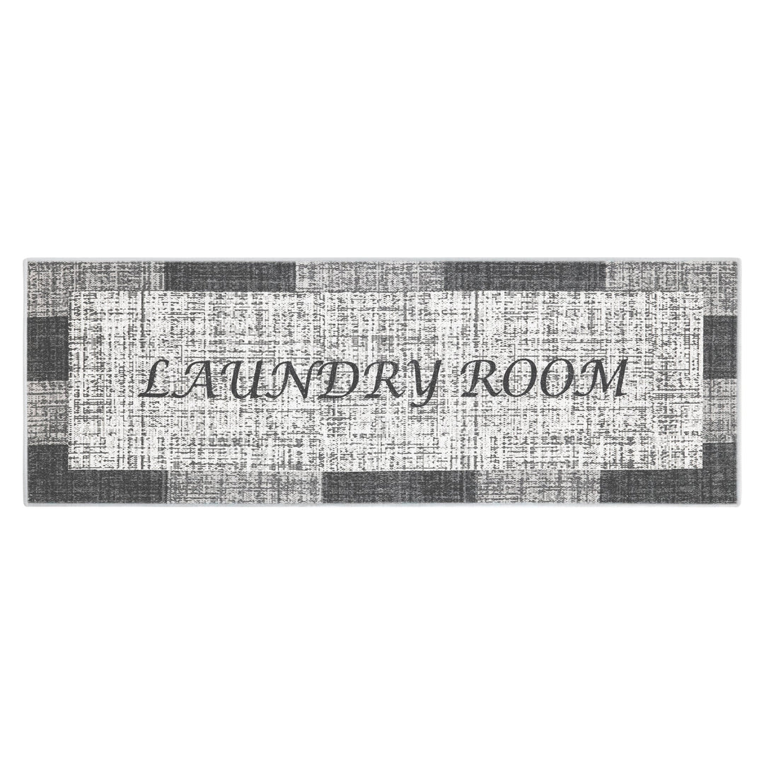 Non Skid Washable Laundry Room Rug Runner-20" x 59"| Gray&White