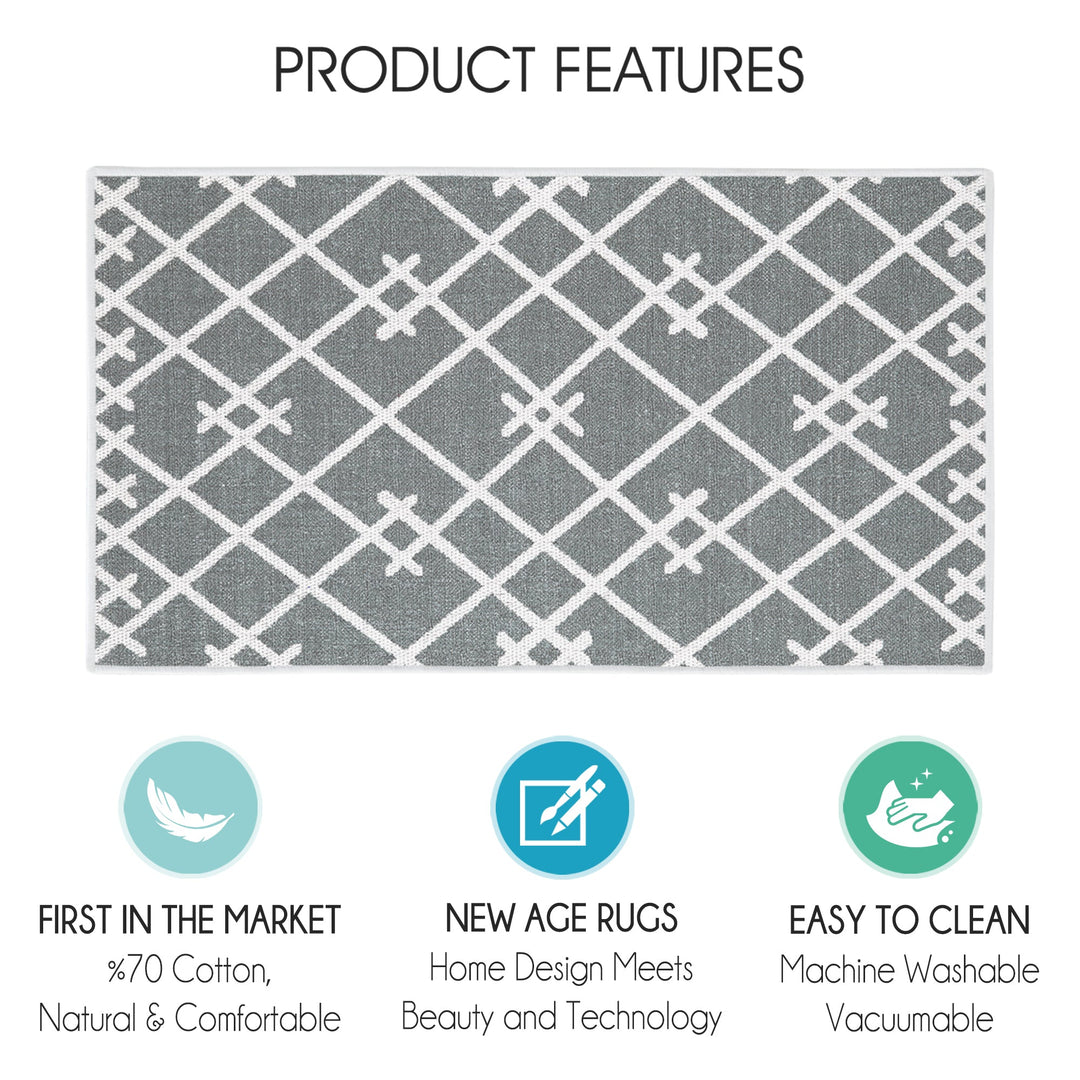 Geometric Design Multipurpose Floor Mat | 24"x44"" | Gray