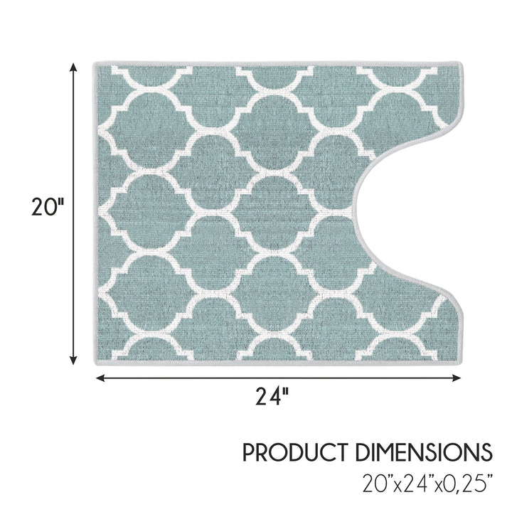 Geometric Design U Shape Bathroom Rug | 20”x24" | Light Teal