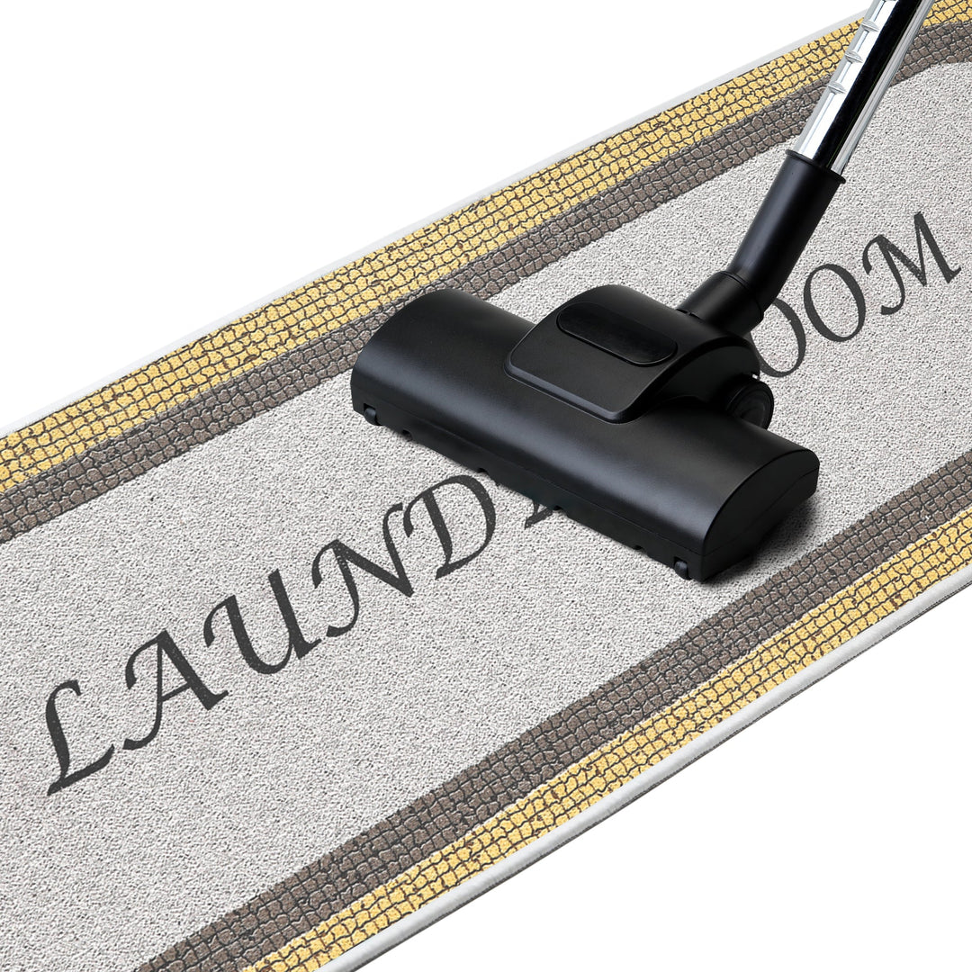 Non Skid Washable Laundry Room Rug Runner - 20" x 59" | Gray&Gold