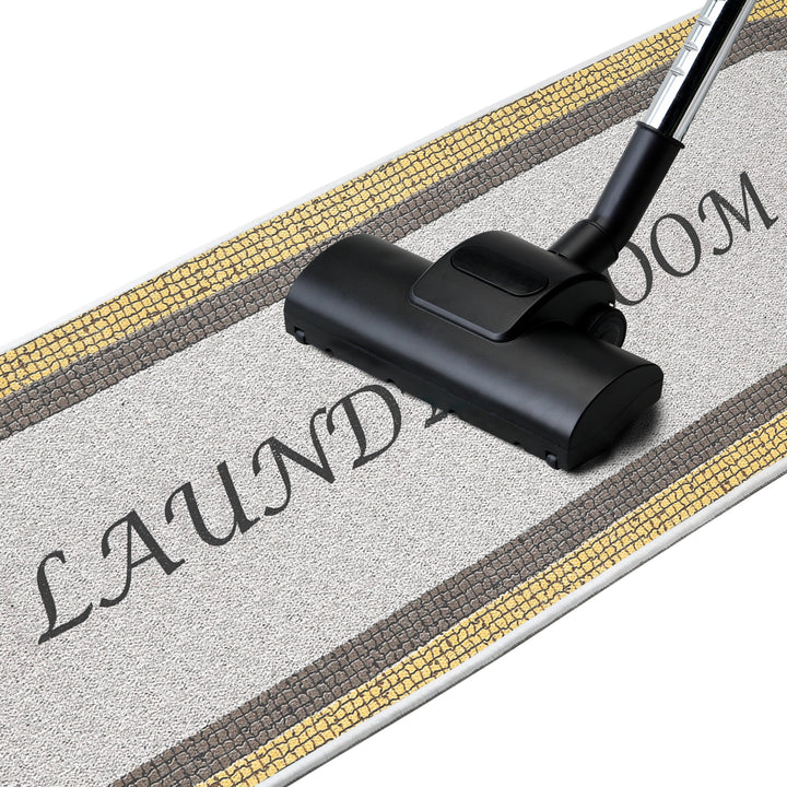 Non Skid Washable Laundry Room Rug Runner - 20" x 59" | Gray&Gold