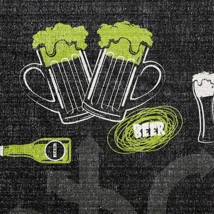 SussexHome Non Skid Washable Beer Bar Decorative Floor Rug 20" x 59" | Black&Green