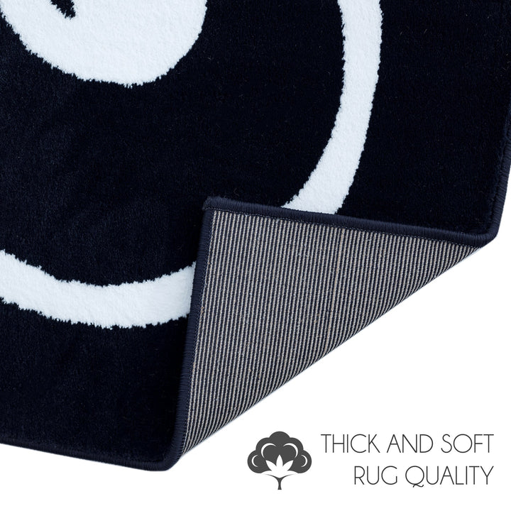 Sussex Home, Landing Rug, Slip Resistant Indoor Carpets Includes Adhesive Tape  2' x 3'-Floral Collection |Navy&White