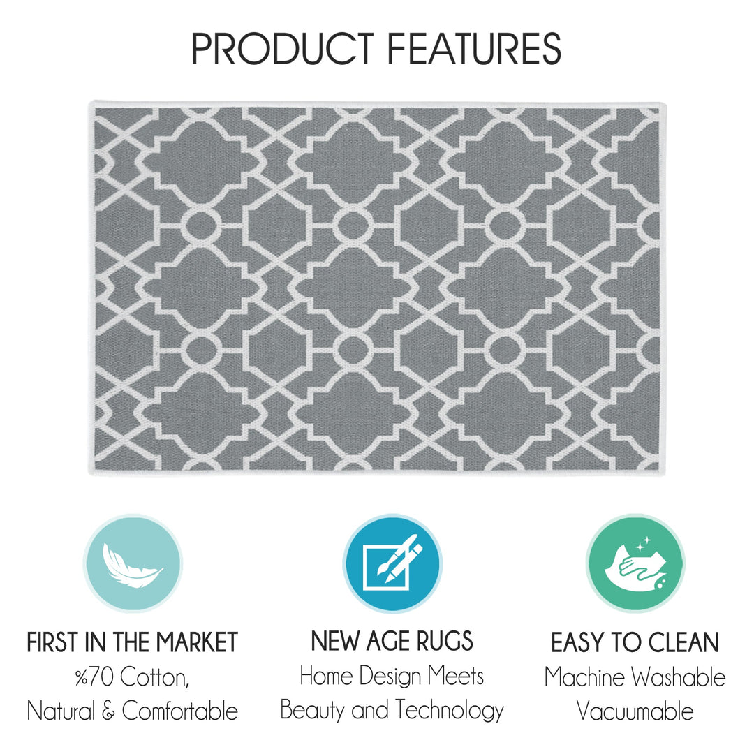 Geometric Graphic Design Multipurpose Floor Mat | 20"x31" | Gray