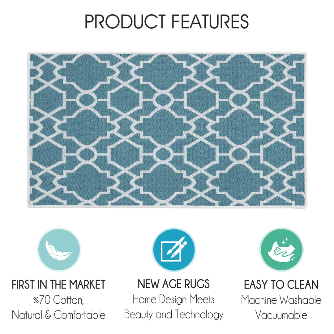Geometric Graphic Design Multipurpose Floor Mat | 24"x44" | Teal