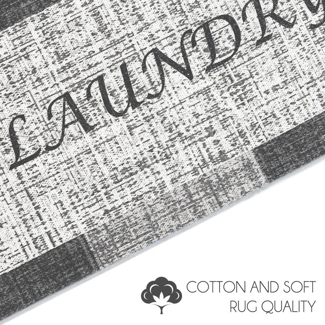 Non Skid Washable Laundry Room Rug Runner-20" x 59"| Gray&White