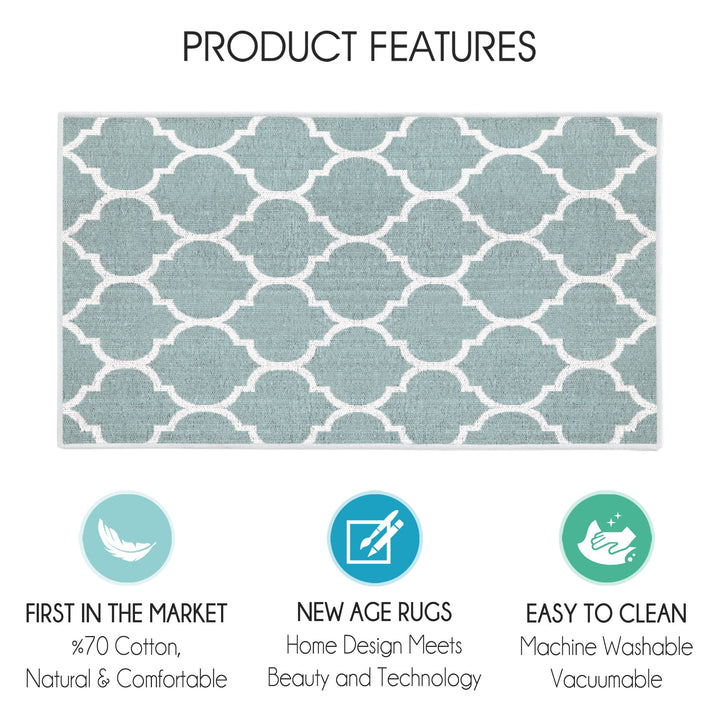 Geometric Design Multipurpose Floor Mat | 24"x44" | Light Teal