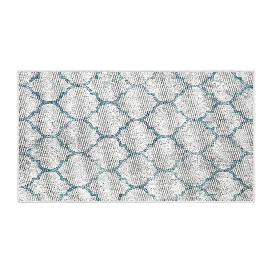 Geometric Design Multipurpose Floor Mat | 24"x44" | Gray&Teal