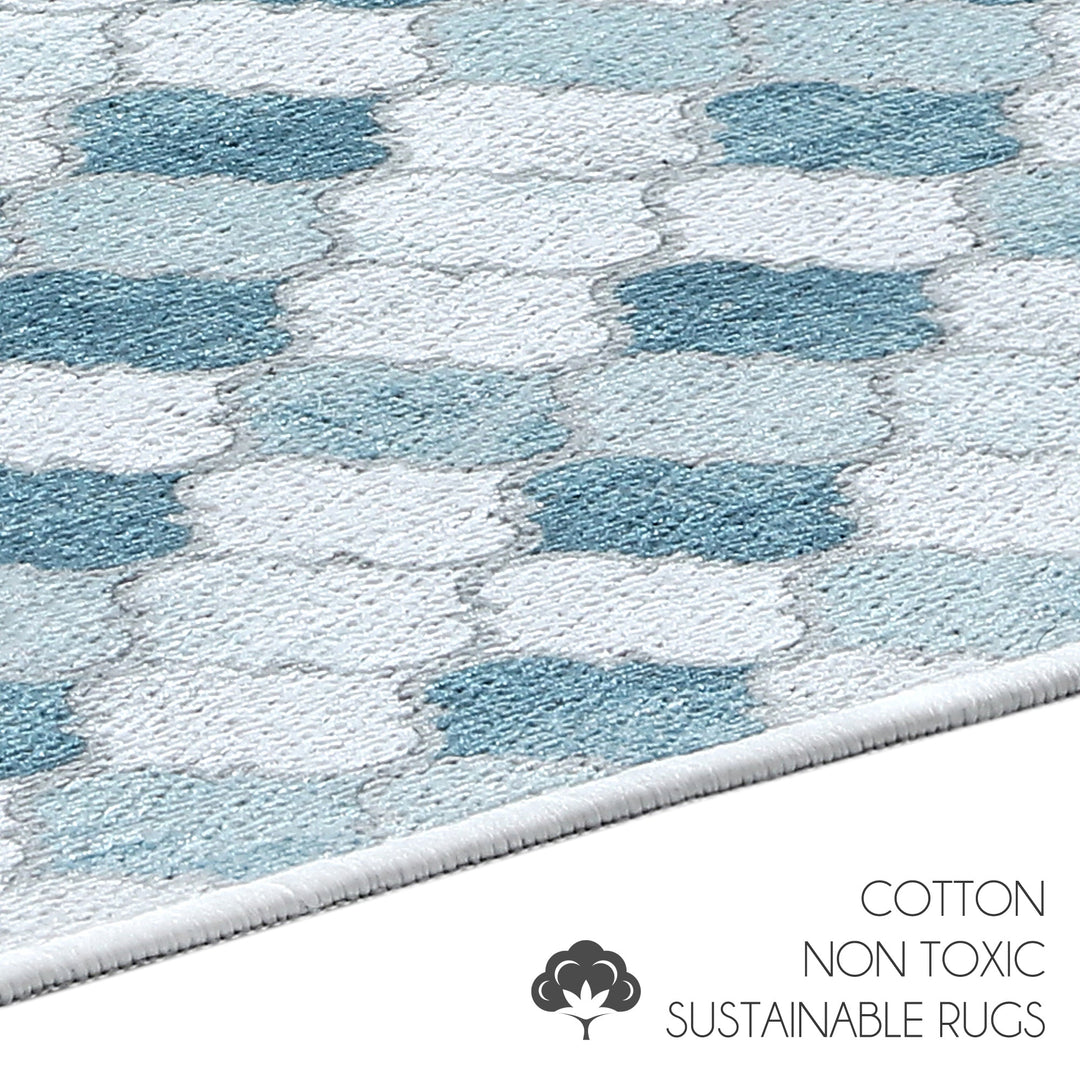 Moroccan Design Multipurpose Floor Mat | 24"x44" | Gray&Blue